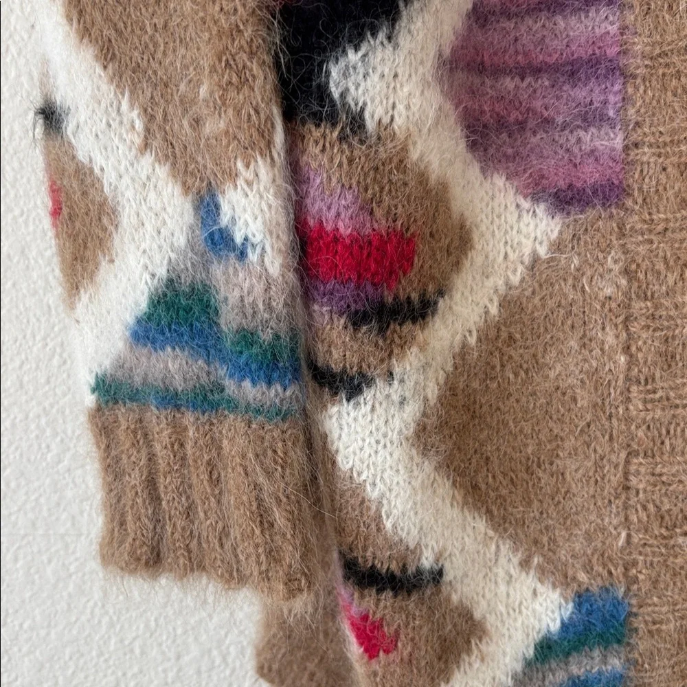Anthropologie Moulinette Soeurs Colorful Zigzag Alpaca/Wool Cardigan Size M/L - Picture 5 of 10